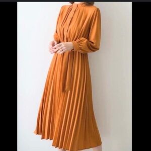 Elegant Pleated Midi Dress size S